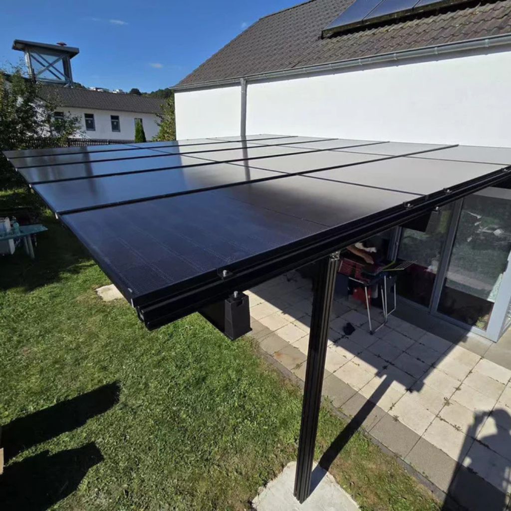 Doppelcarport Carport für 2 Autos inkl. 15 Module mit Dachverkleidung & Regenrinne, Schwarz