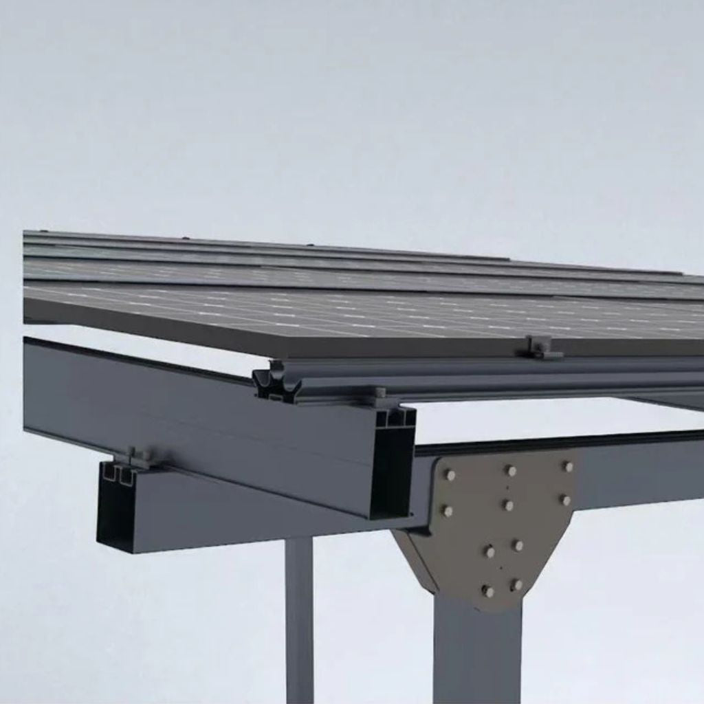 Doppelcarport Carport für 2 Autos inkl. 15 Module mit Dachverkleidung & Regenrinne, Schwarz