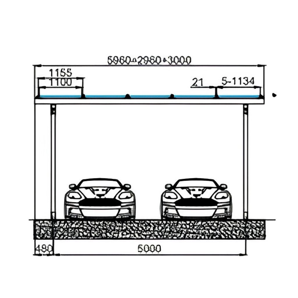 Doppelcarport Carport für 2 Autos inkl. 15 Module mit Dachverkleidung & Regenrinne, Schwarz