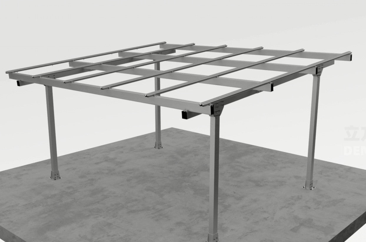Carport Doppelcarport Gestell für 2 Autos - Überdachung für Autos - Aluminium, Silber