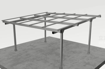 Carport Doppelcarport Gestell für 2 Autos - Überdachung für Autos - Aluminium, Silber