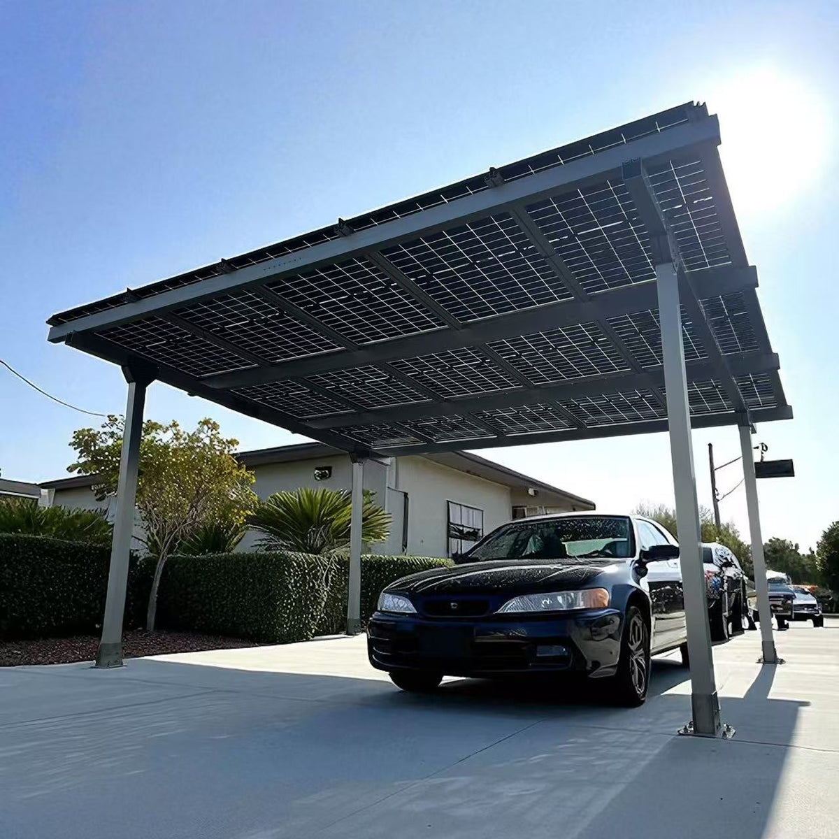 Solar-Doppelcarport Carport, Silber + 15 Module + Sungrow Wechselrichter + Wallbox + Montage + Anmeldung + Anschluss vom E.-Meister