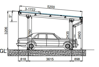 Solar-Carport Einzelcarport Schwarz – Aluminium, PV-geeignet mit Regenrinne