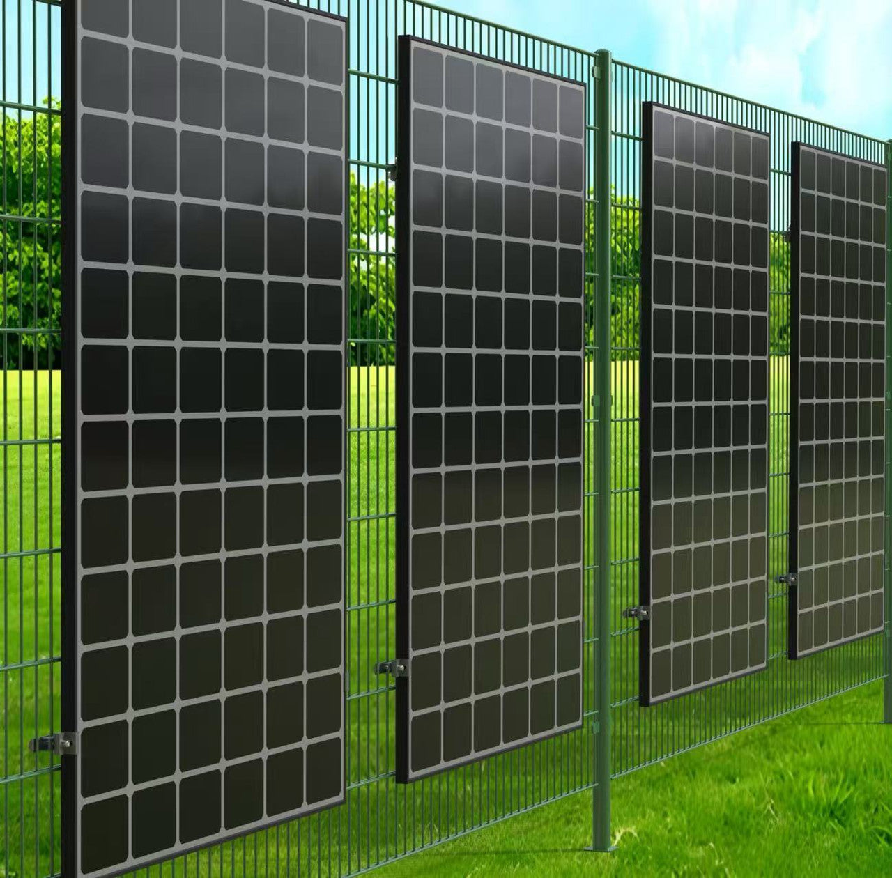 PV-Zaunklemmen 4er Set Schwarz – Solarhalterung für Doppelstabmatten, Direktmontage ohne Schiene
