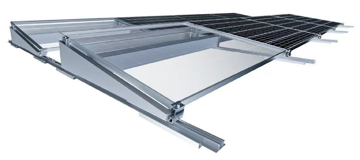 Solar Halterung Flachdach Komplettset für 4 Module – 10° Aufständerung, ballastiert, ohne Bohren