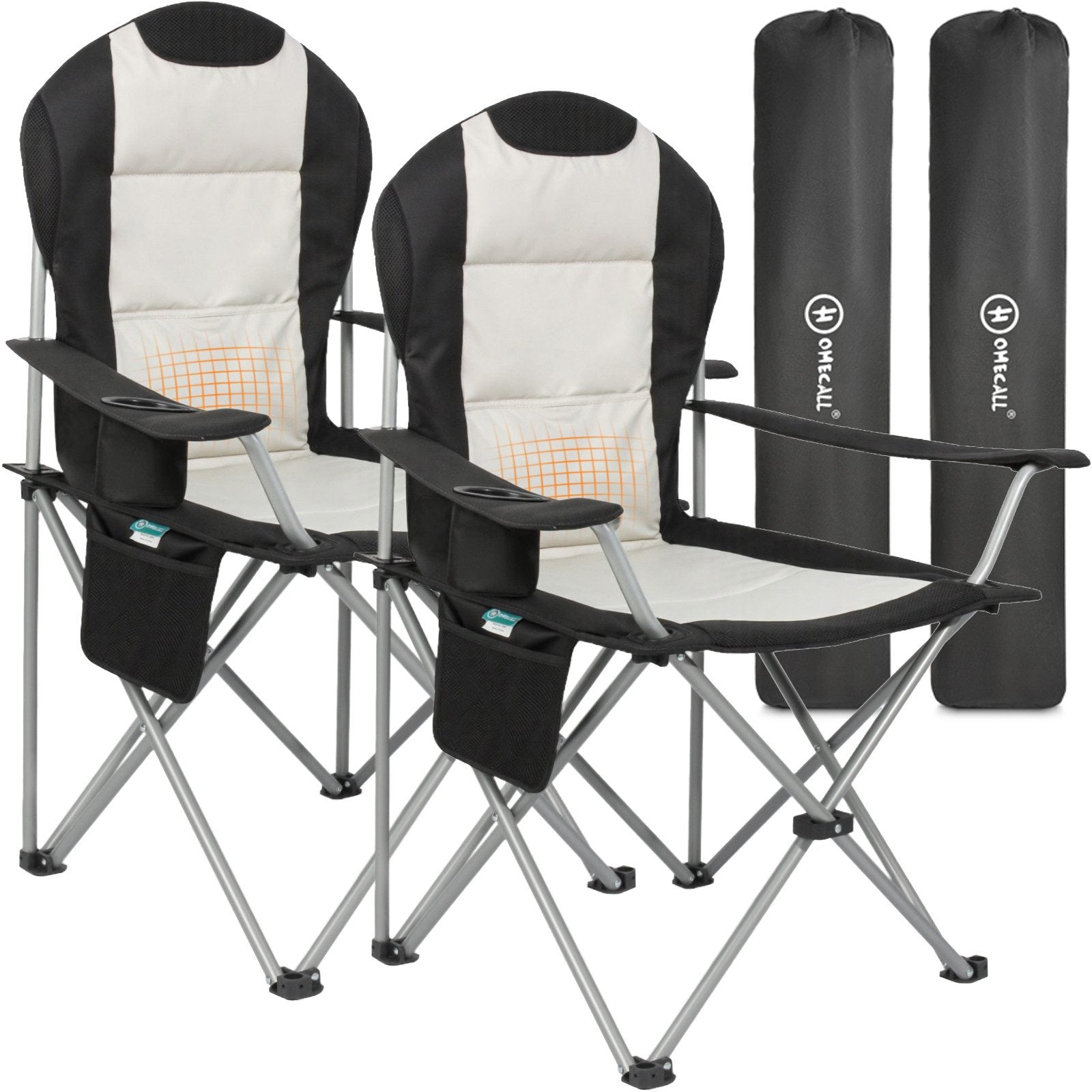 3-tlg. Campingset Sitzgruppe – Klapptisch ca. 75x55x63 cm Aluminium + 2 Faltstühle Schwarz/Weiß