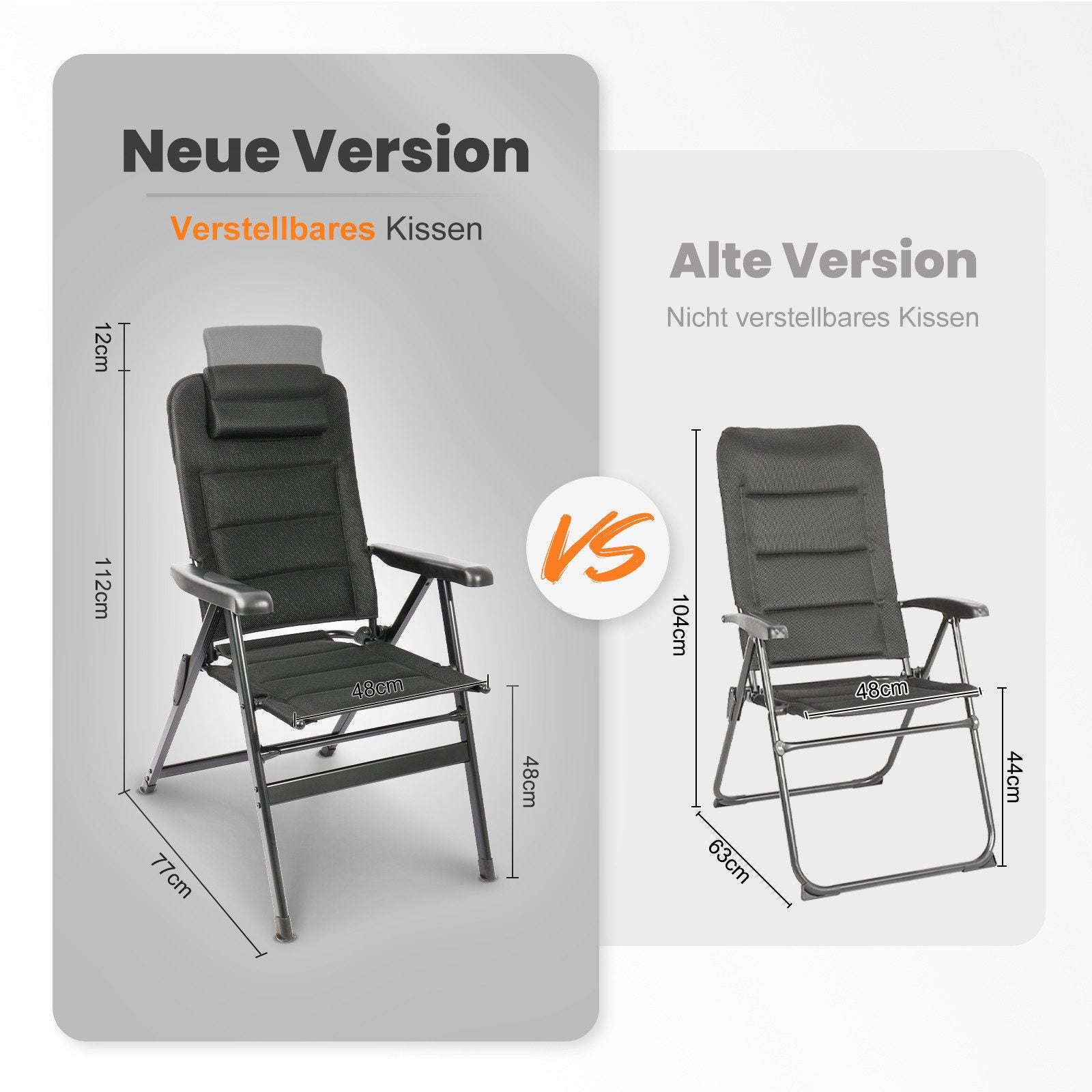 HOMECALL Campingstuhl Hochlehner klappbar – gepolsterter Gartenstuhl Alu bis 150 kg belastbar | B-Ware Sonderposten