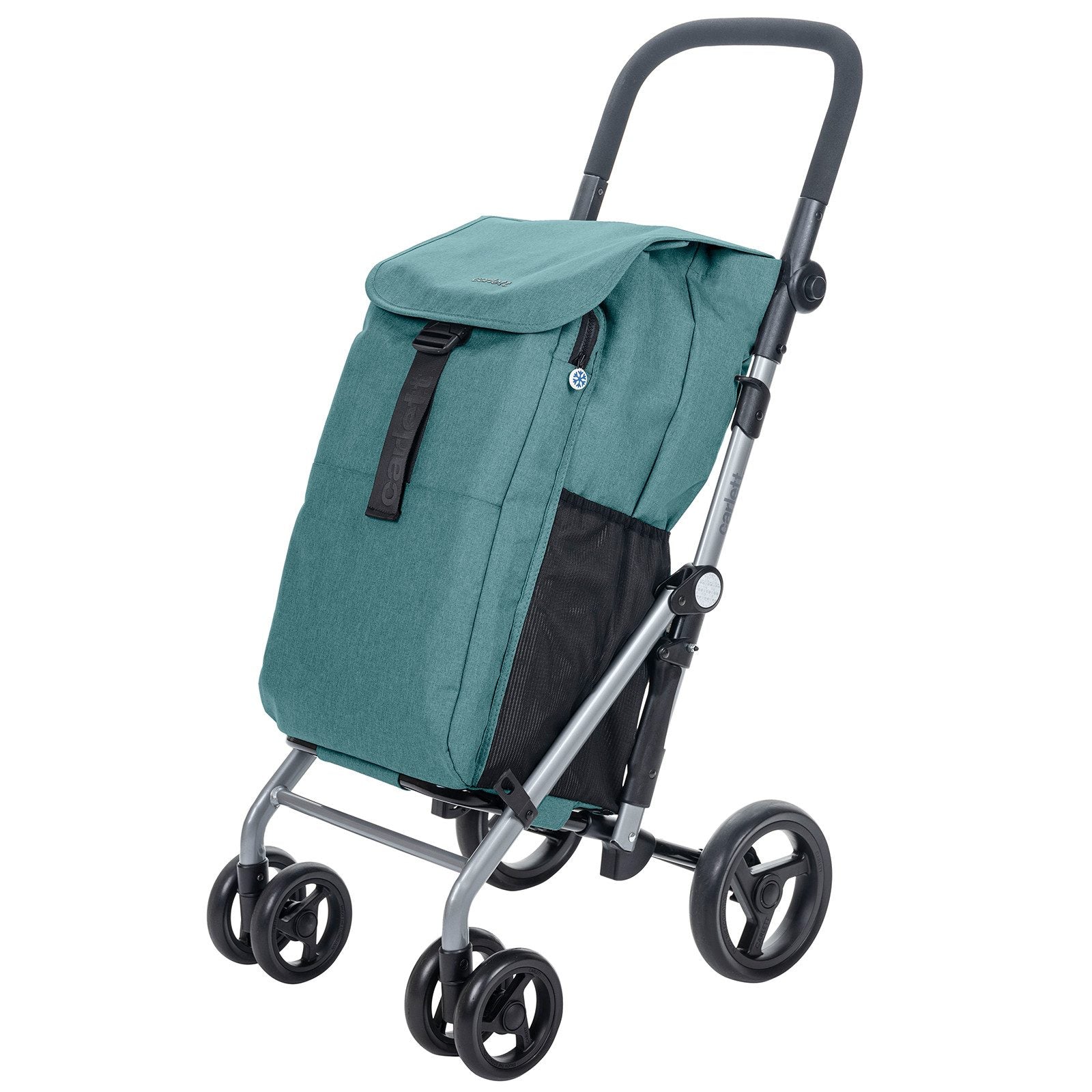 Einkaufstrolley klappbar 53 L mit Kühltasche – Einkaufswagen bis 25 kg belastbar faltbarer Shopping Trolley blau-grün