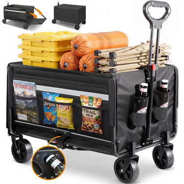 Faltbarer Bollerwagen Handwagen bis 150 kg – Strandwagen mit Dach, 120 L Volumen, klappbar für Camping, Garten & Einkaufen