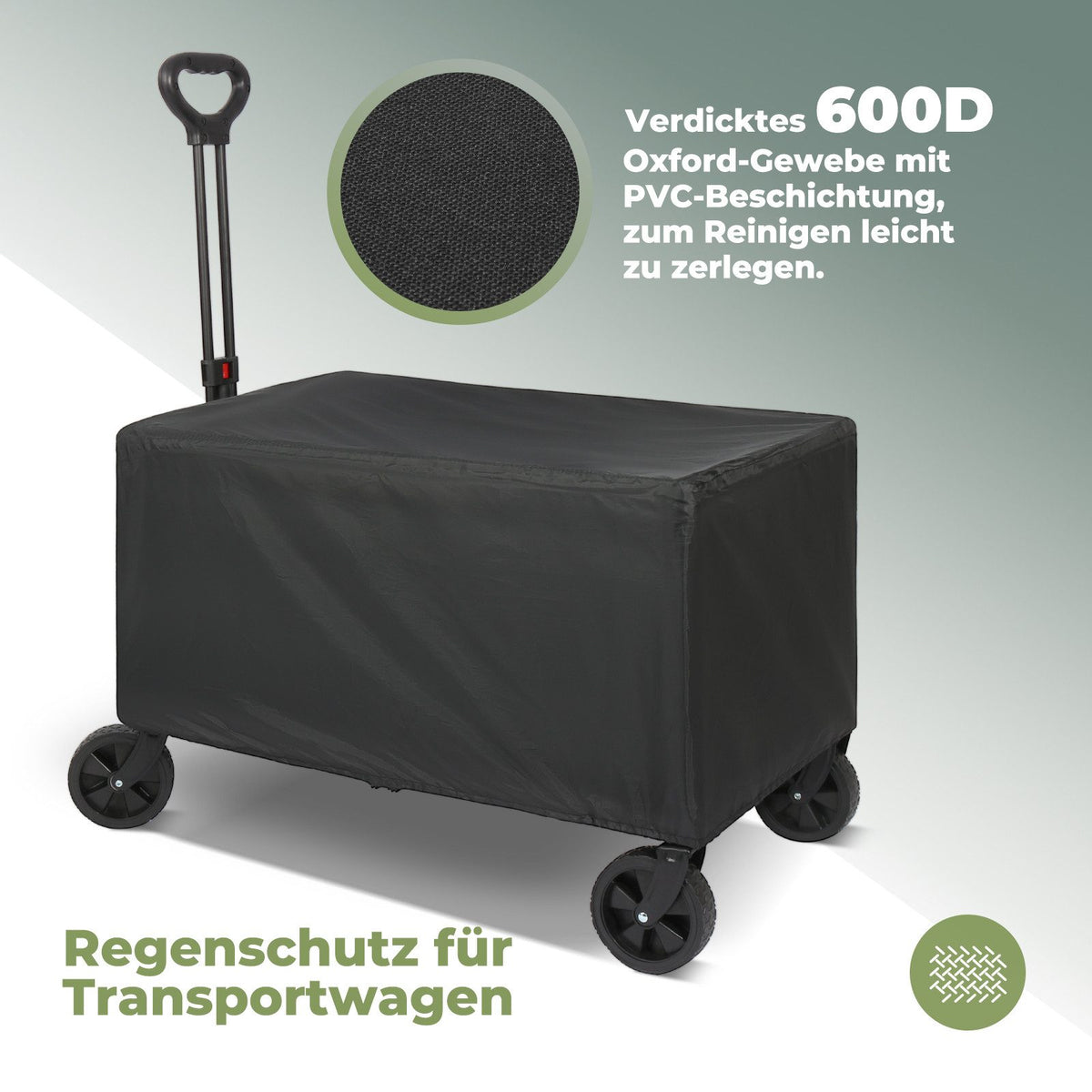 HOMECALL Bollerwagen faltbar 120 L – Handwagen Transportwagen bis 150 kg belastbar mit Regenhülle | B-Ware Sonderposten