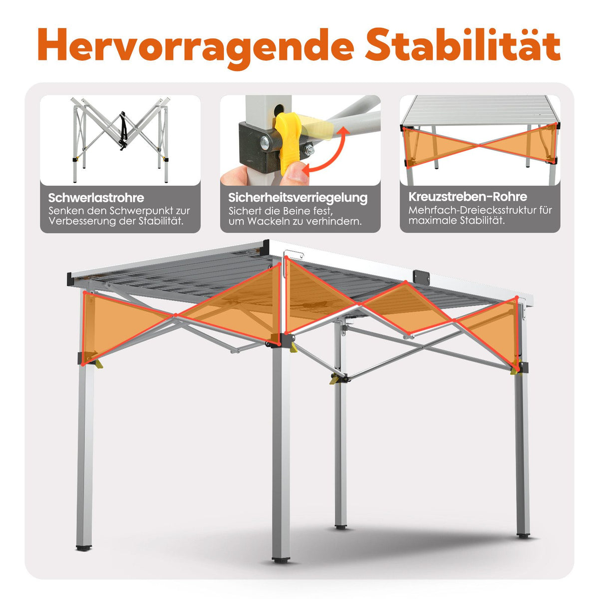 5-tlg. Gartenset Sitzgruppe – Klapptisch ca. 117x70 cm Aluminium + 4 Hochlehner Grau/Blau