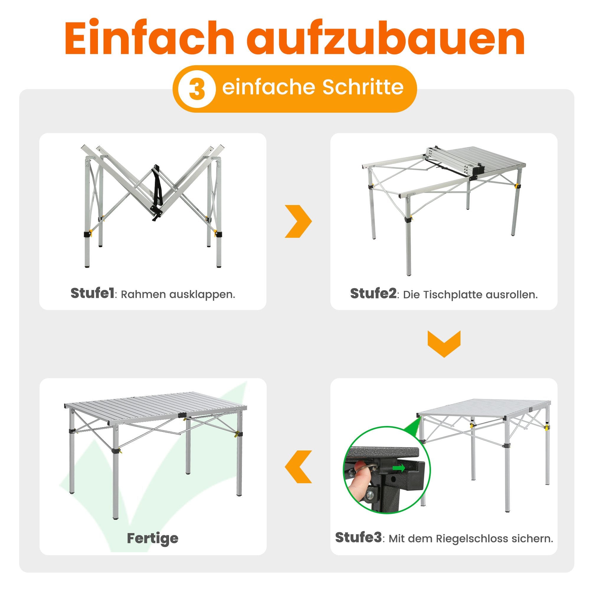 5-tlg. Gartenset Sitzgruppe – Klapptisch ca. 117x70 cm Aluminium + 4 Hochlehner Grau/Blau