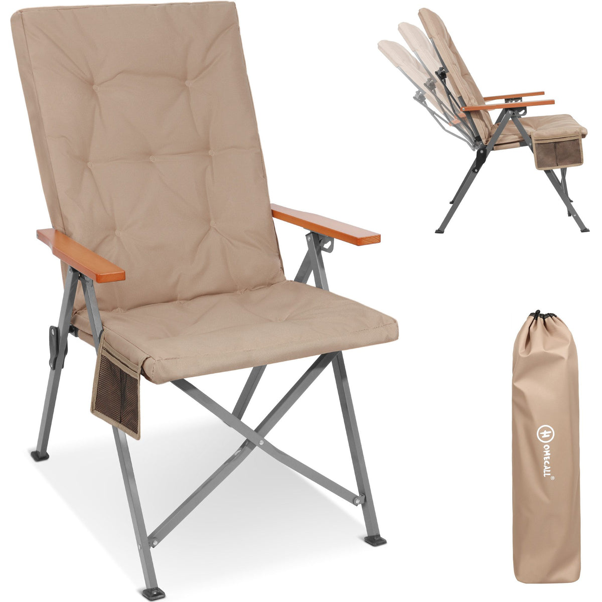 5-tlg. Gartenset Sitzgruppe – Klapptisch ca. 117x70 cm Holzoptik + 4 Hochlehner Beige