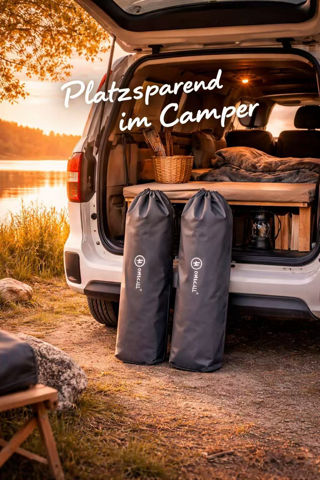 HOMECALL Campingstuhl faltbar Hochlehner – gepolsterter Klappstuhl mit Holzarmlehnen, 3-fach verstellbar bis 150 kg belastbar  | B-Ware