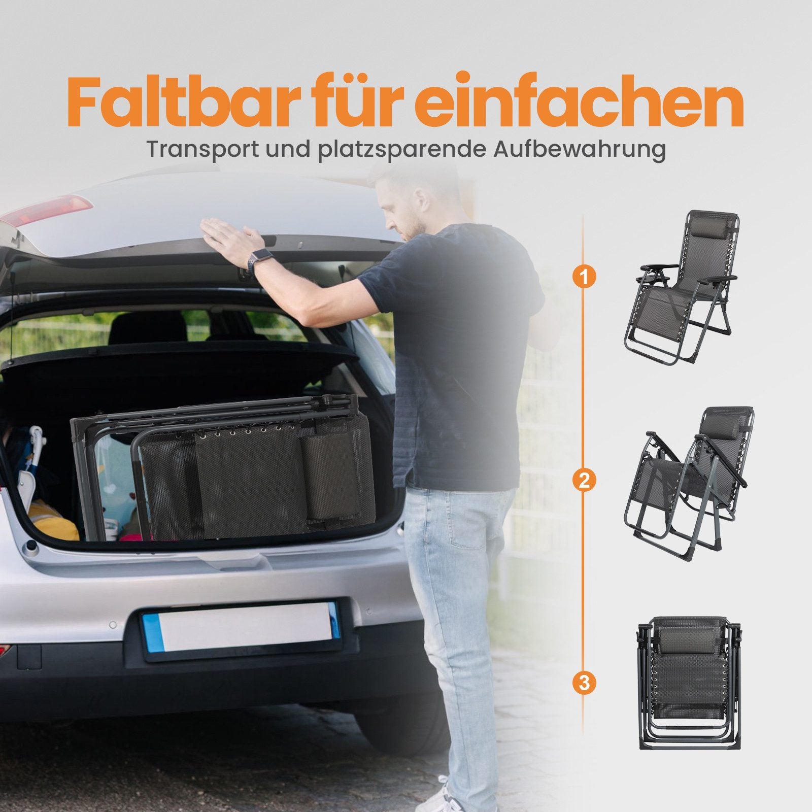 HOMECALL Zero Gravity Liegestuhl klappbar – Relaxliege mit Polster, Textilene, stufenlos verstellbar, bis 180 kg | B-Ware
