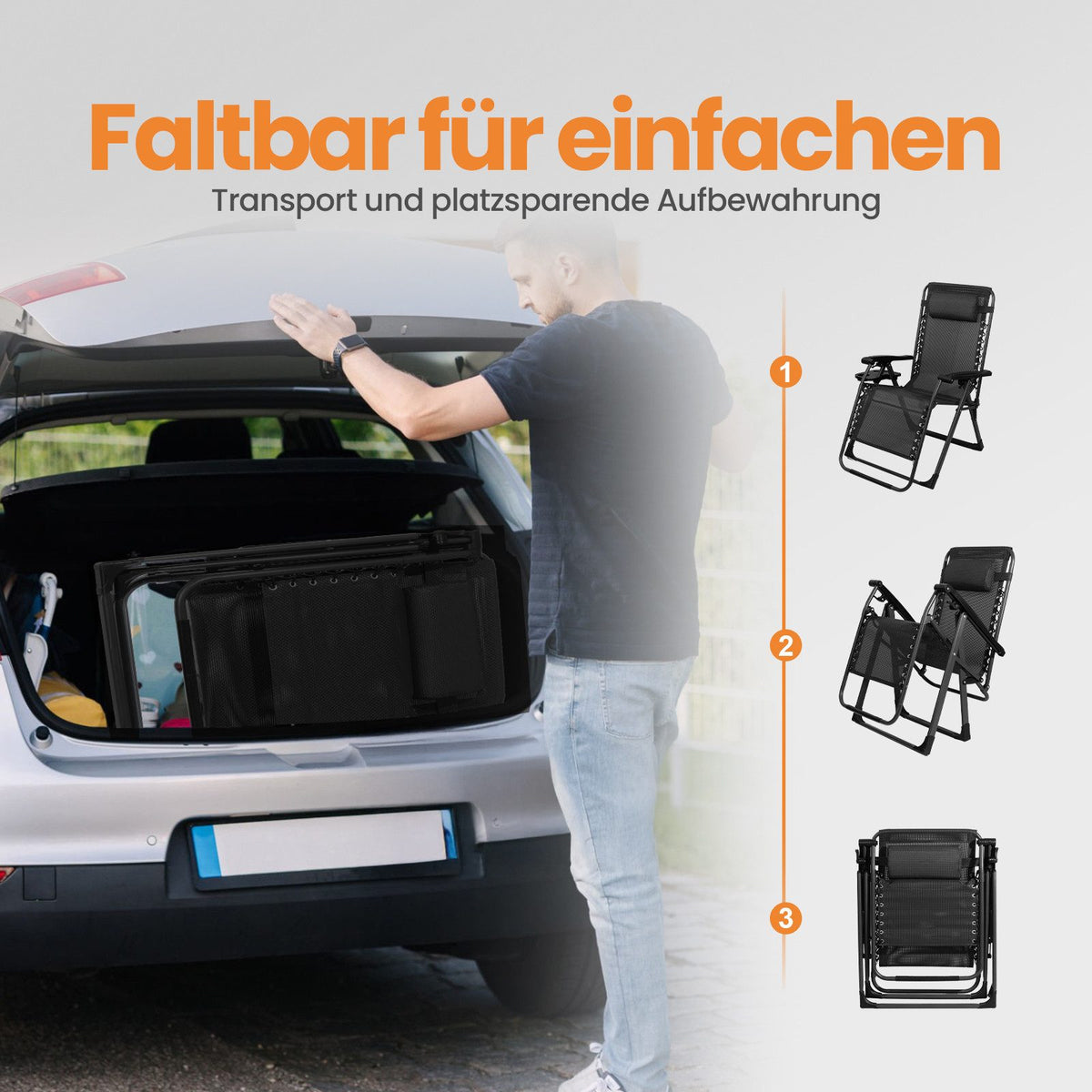 HOMECALL Zero Gravity Liegestuhl klappbar – Relaxliege mit Polster, Textilene, stufenlos verstellbar, bis 180 kg | B-Ware