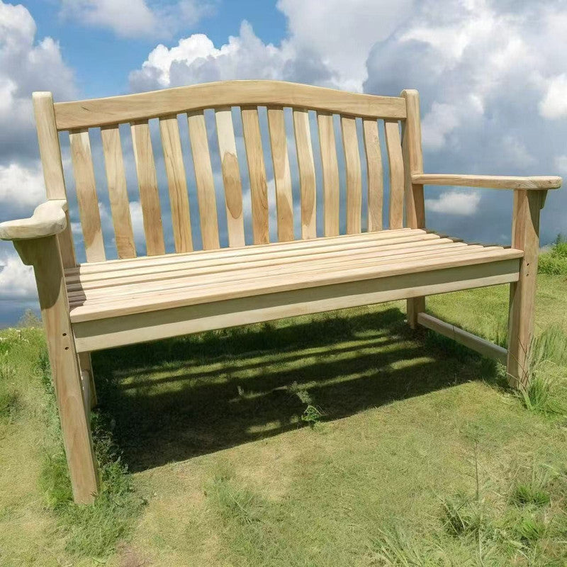 Teakbank 2-Sitzer  –  Gartenbank aus massivem Teakholz, wetterfest mit Rückenlehne