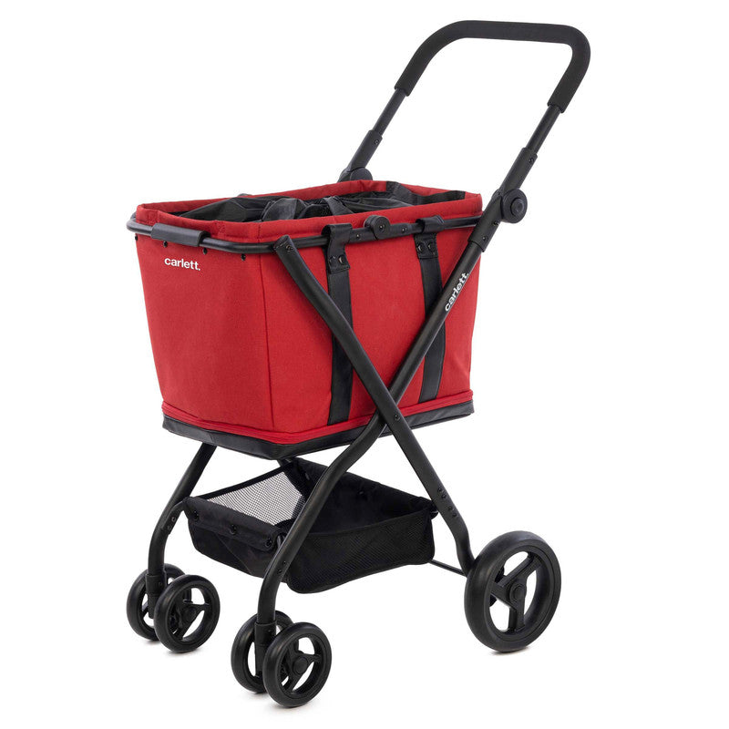 Einkaufstrolley klappbar 75L –  Shopping Trolley mit Bremse & Regenhülle, belastbar bis 32 kg, rot