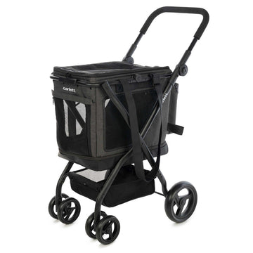 3-in-1 Hundebuggy & Katzenbuggy bis 25 kg belastbar – klappbar, Aluminiumgestell, Mesh, Regenschutz