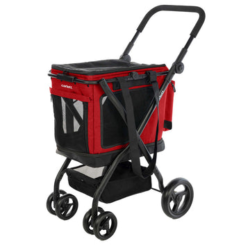3-in-1 Hundebuggy & Katzenbuggy bis 25 kg belastbar – klappbar, Aluminiumgestell, Mesh, Regenschutz