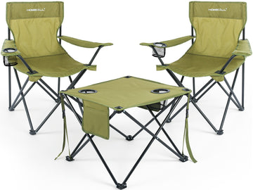 Campingmöbel-Set faltbar 2 klappbare Campingstühle und 1 kompakter Campingtisch, leicht, stabil, bis 120 kg belastbar, grün