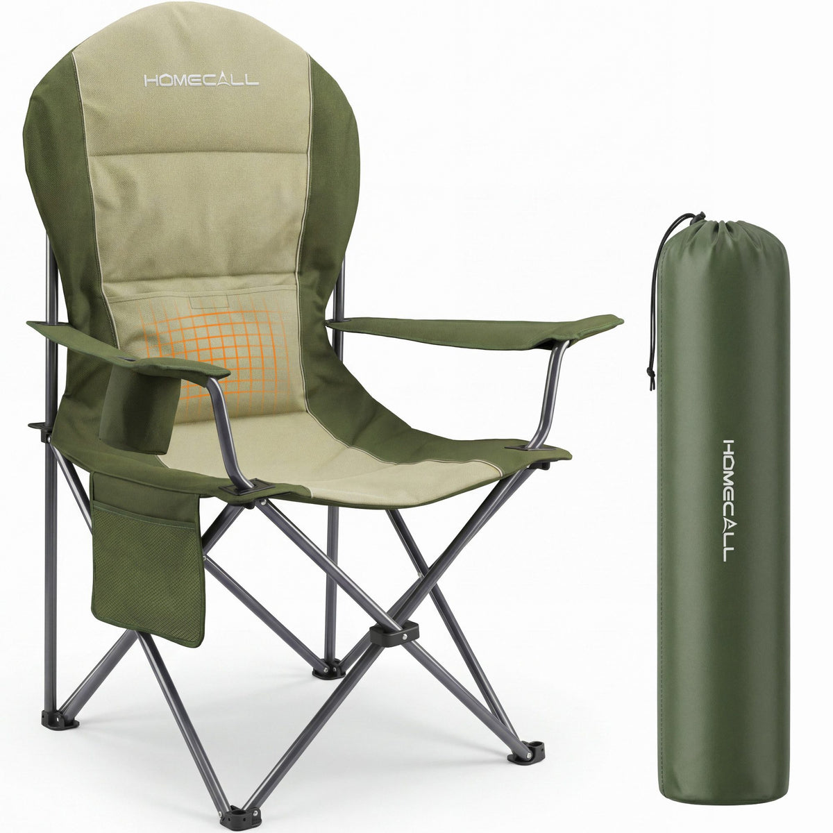 Campingstuhl faltbar Hochlehner – gepolsterter Outdoor-Klappstuhl bis 150 kg, leicht und stabil, grün