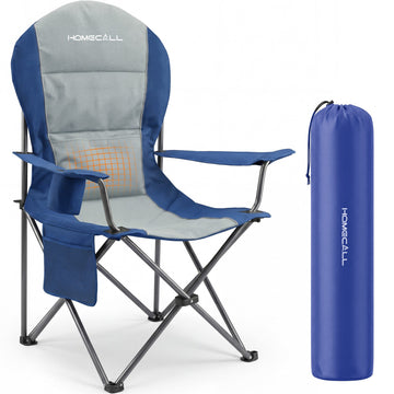 Campingstuhl faltbarer Hochlehner – gepolsterter Outdoor-Klappstuhl bis 150 kg, leicht und stabil, blau