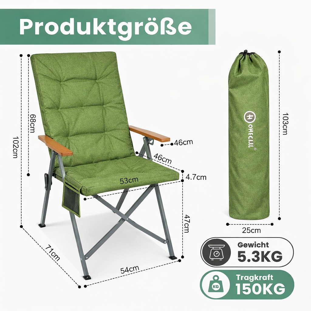5-tlg. Gartenset Sitzgruppe – Klapptisch ca. 117x70 cm Holzoptik + 4 Hochlehner Grün