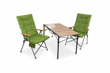 3-tlg. Gartenset Sitzgruppe – Klapptisch ca. 117x70 cm Holzoptik + 2 Hochlehner Grün