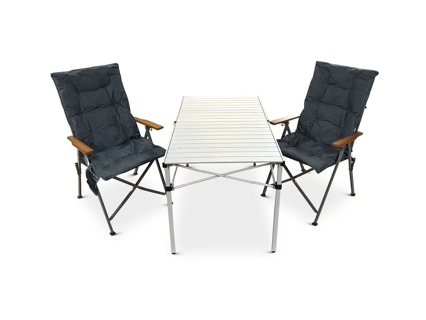3-tlg. Gartenset Sitzgruppe – Klapptisch ca. 117x70 cm Aluminium + 2 Hochlehner Dunkelgrau