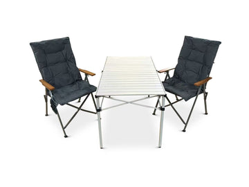 3-tlg. Gartenset Sitzgruppe – Klapptisch ca. 117x70 cm Aluminium + 2 Hochlehner Dunkelgrau
