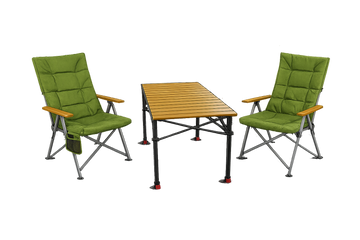 3-tlg. Gartenset Sitzgruppe – Klapptisch ca. 120x70 cm höhenverstellbar Holzoptik + 2 Hochlehner Grün