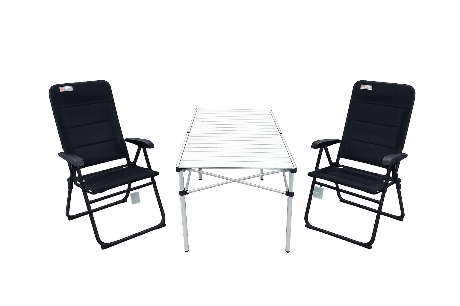 3-tlg. Gartenset Sitzgruppe – Klapptisch ca. 117x70 cm Aluminium + 2 Hochlehner Schwarz