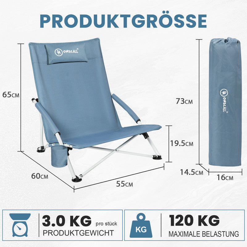 HOMECALL Klappstuhl Strandstuhl Campingstuhl – leicht faltbar bis 120 kg belastbar mit Tragetasche | B-Ware Sonderposten