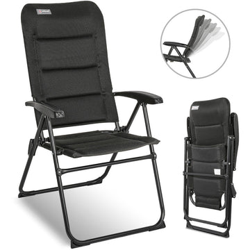 HOMECALL Campingstuhl Hochlehner klappbar – leichter Aluminium Gartenstuhl mit 5-fach Verstellung bis 150 kg belastbar schwarz | B-Ware Sonderposten