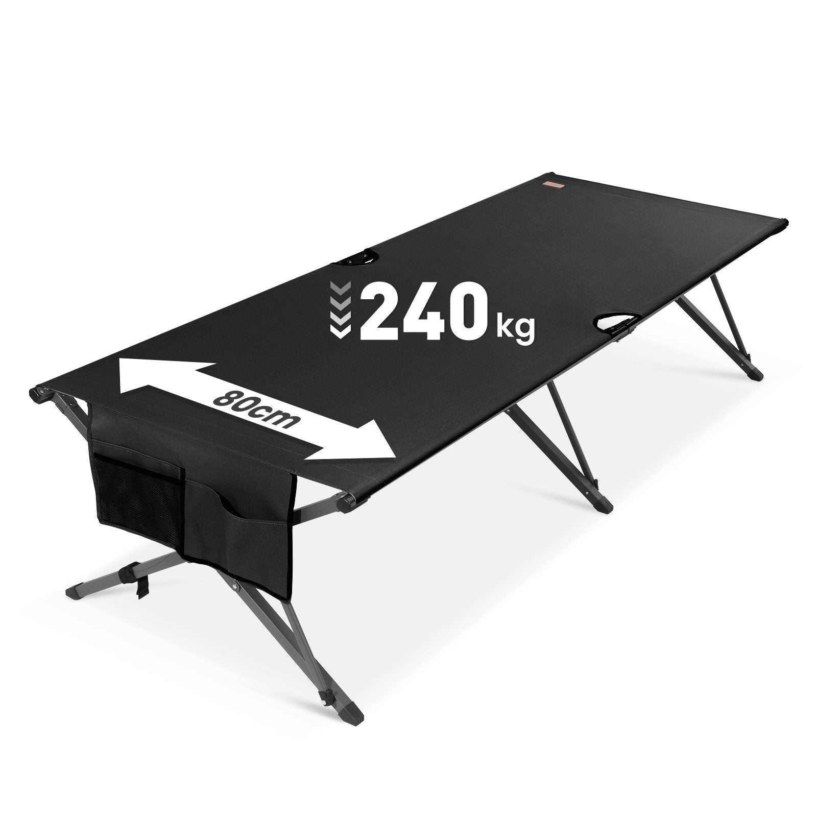 HOMECALL XXL Campingbett klappbar – stabiles Feldbett bis 200 kg, faltbares Outdoor- und Gästebett mit Tragetasche, schwarz