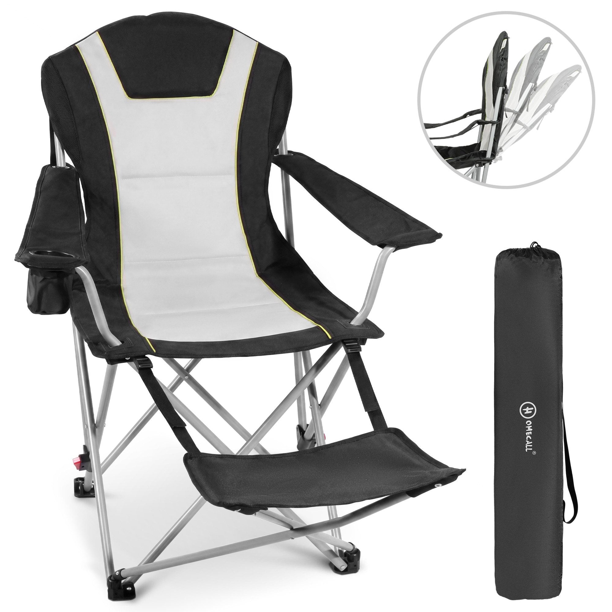Campingstuhl mit Fußstütze – 2-in-1 Klappstuhl für Camping, Garten und Outdoor,
