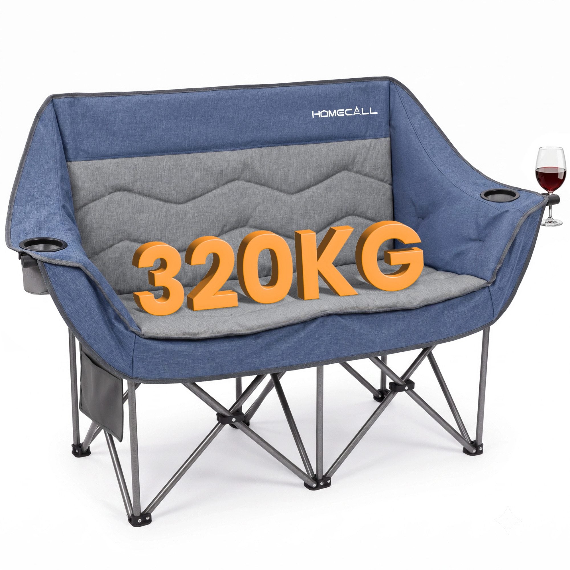 HOMECALL Campingstuhl 2 Personen faltbar – Doppel Campingsofa bis 360 kg, stabile Camping Couch mit Rückenlehne