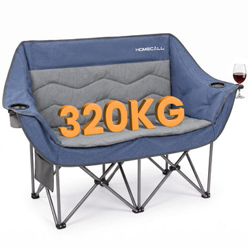 HOMECALL Campingstuhl 2 Personen faltbar – Doppel Campingsofa bis 360 kg, stabile Camping Couch mit Rückenlehne