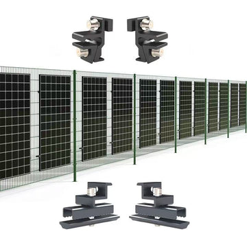 PV-Zaunklemmen 4er Set Schwarz – Solarhalterung für Doppelstabmatten, Direktmontage ohne Schiene