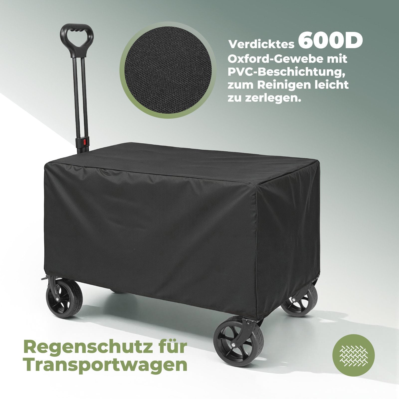 Faltbarer Bollerwagen Handwagen bis 150 kg – Strandwagen mit Dach, 120 L+ Volumen, Campingwagen mit Reflektorstreifen, Grau