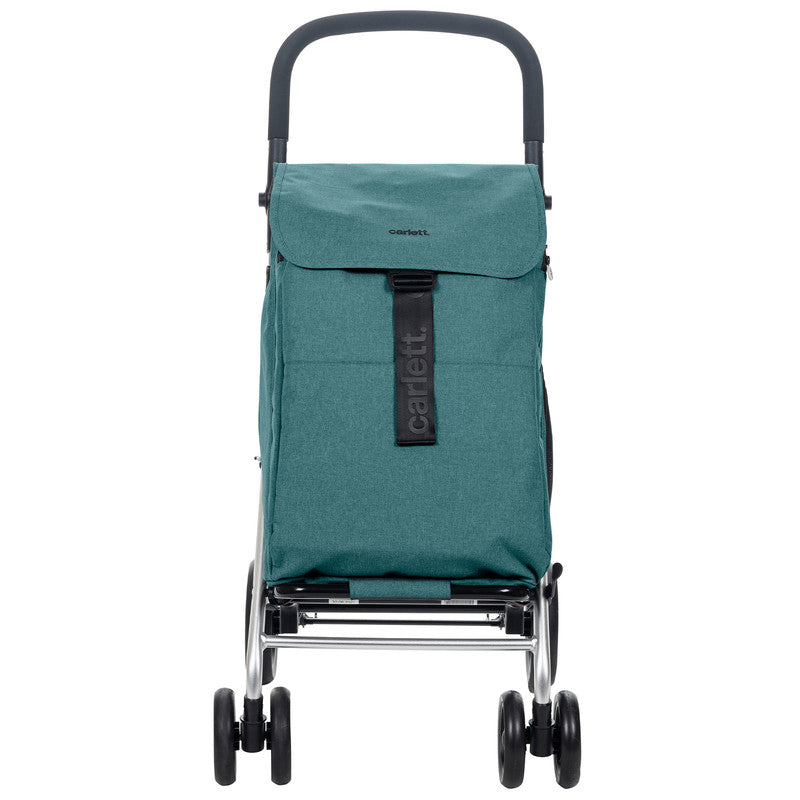 Einkaufstrolley klappbar 64 L mit Kühltasche – Einkaufswagen bis 25 kg belastbar Shopping Trolley blau-grün