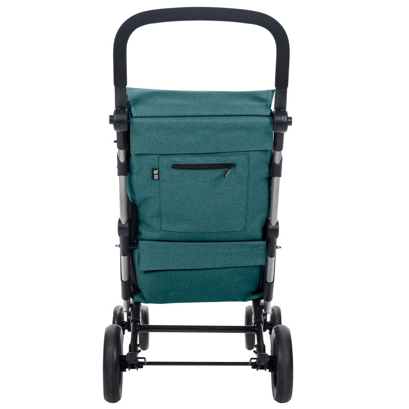 Einkaufstrolley klappbar 64 L mit Kühltasche – Einkaufswagen bis 25 kg belastbar Shopping Trolley blau-grün