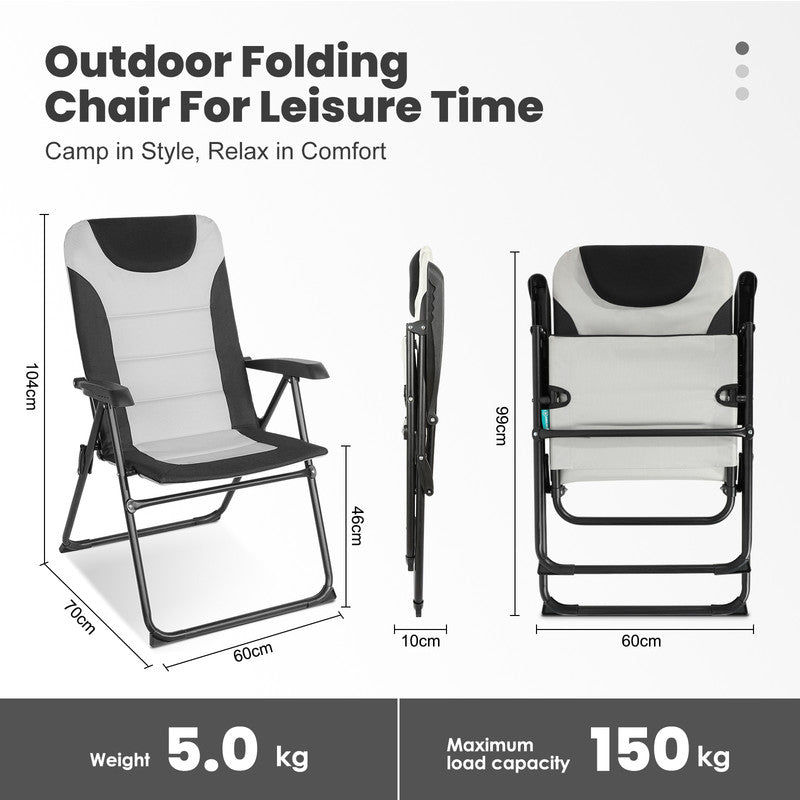 HOMECALL Campingstuhl Hochlehner klappbar – gepolsterter Gartenstuhl mit 5-fach Verstellung bis 150 kg belastbar| B-Ware Sonderposten