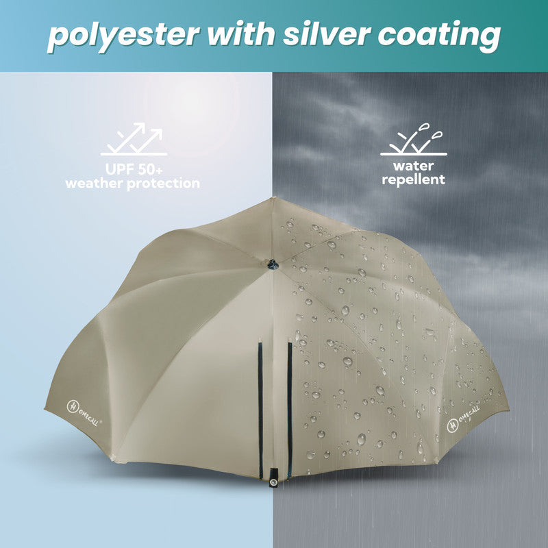 HOMECALL Strandmuschel mit SchirHOMECALL Strandmuschel mit Schirmsystem khaki – 3in1 Sonnenschirm & Windschutz  klappbar | B-Ware Sonderposten