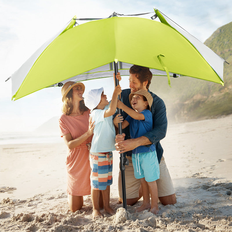 HOMECALL Strandmuschel mit Sonnenschirm-Funktion – UV 50+ Windschutz & Strandschirm | B-Ware Sonderposten