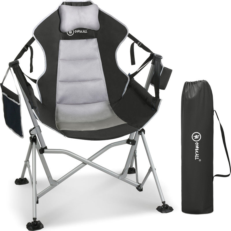 HOMECALL Camping Schaukelstuhl klappbar – Hängesessel mit Rückenverstellung bis 180 kg belastbar | B-Ware Sonderposten