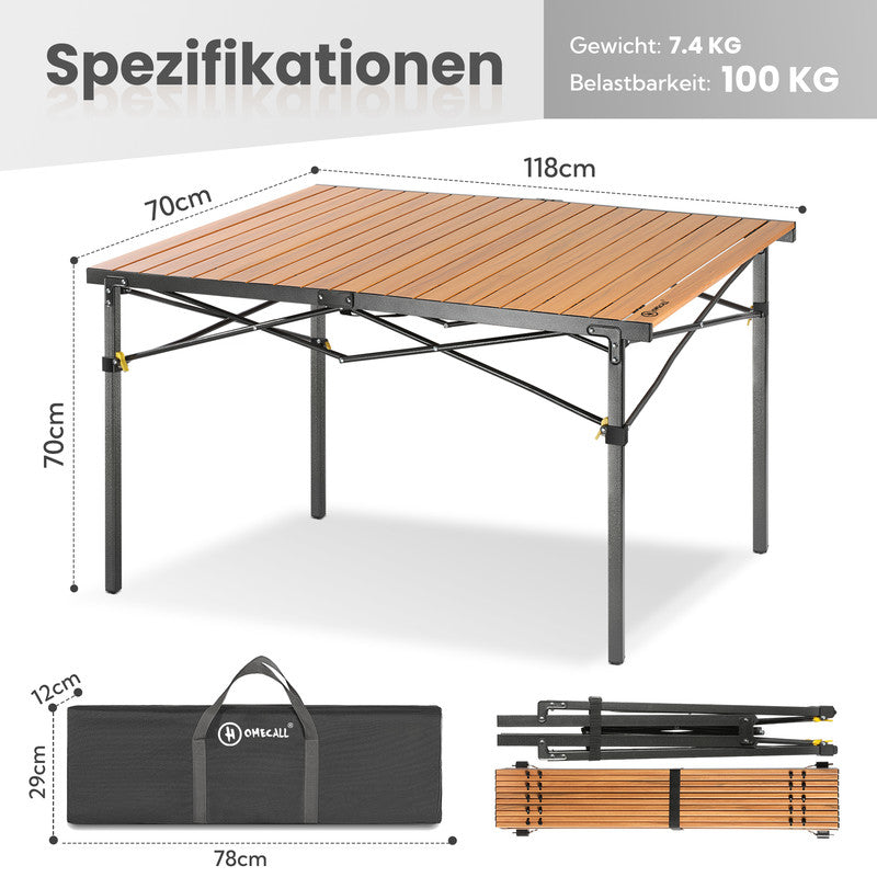 Campingtisch klappbar – Großer Aluminium Klapptisch für Garten, Balkon und Camping, bis 100 kg belastbar