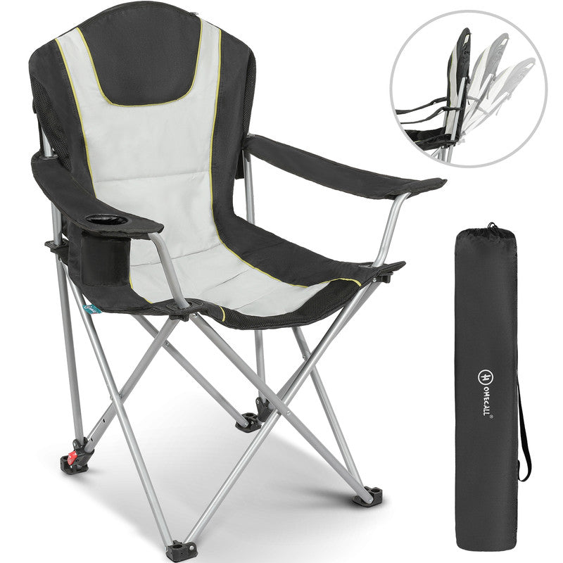 HOMECALL Campingstuhl klappbar – 3-fach verstellbar, gepolstert mit Getränkehalter bis 150 kg belastbar | B-Ware Sonderposten