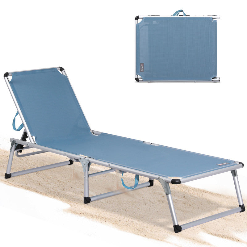 Sonnenliege klappbar – Leichte Gartenliege aus Aluminium mit 5-fach verstellbarer Rückenlehne - blau